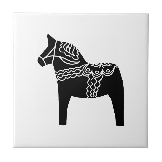 Schwarzes Dala Pferd Fliese (Vorderseite)