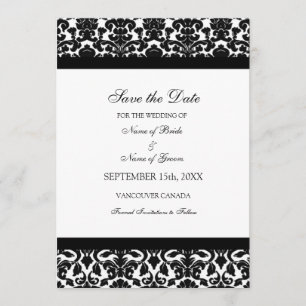Schwarzes Damast-Foto, das Save the Date Karte