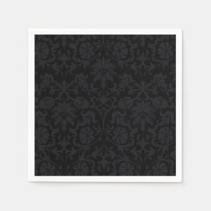 Schwarzes Damast-Muster-Blumenservietten Serviette