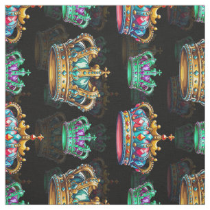Schwarzes Dekorationsmuster Royal Crown Pattern Te Stoff