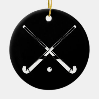 Schwarzes der Feld-Hockey-Verzierungs-w/Name Keramikornament