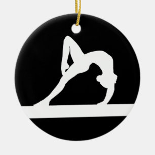 Schwarzes der Gymnast-Verzierungs-w/Name Keramik Ornament