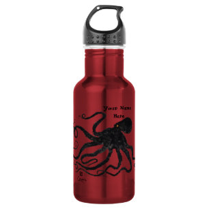 Schwarzes der Kraken-6 auf Rot - 18 Unze. Edelstahlflasche