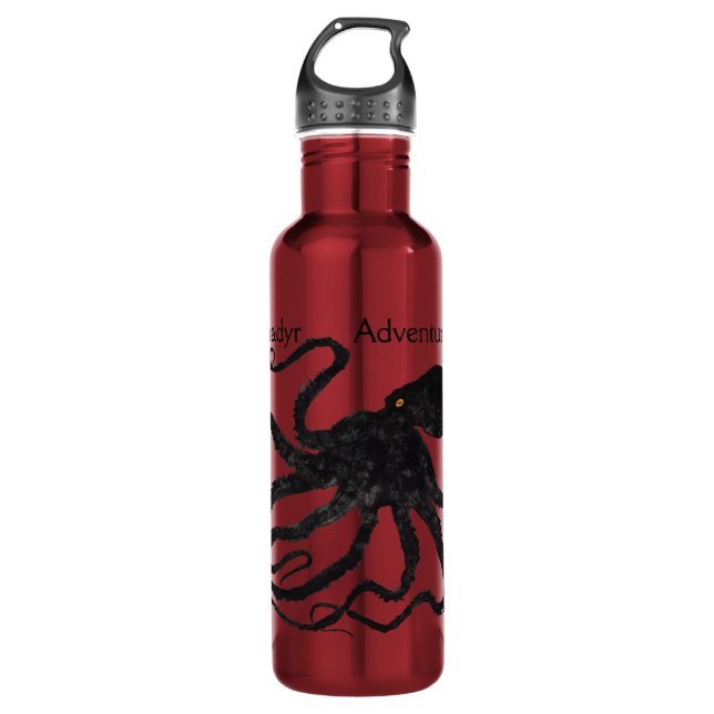 Schwarzes der Kraken-6 auf Rot, Anadyr - 24 Unze. Trinkflasche (Vorderseite)