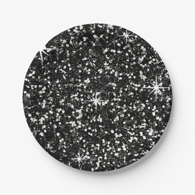 Schwarzes des GLITZER | Pappteller (Vorderseite)