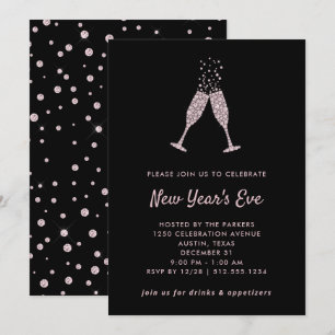 Schwarzes des Silvester-Party-  und erröten Einladung