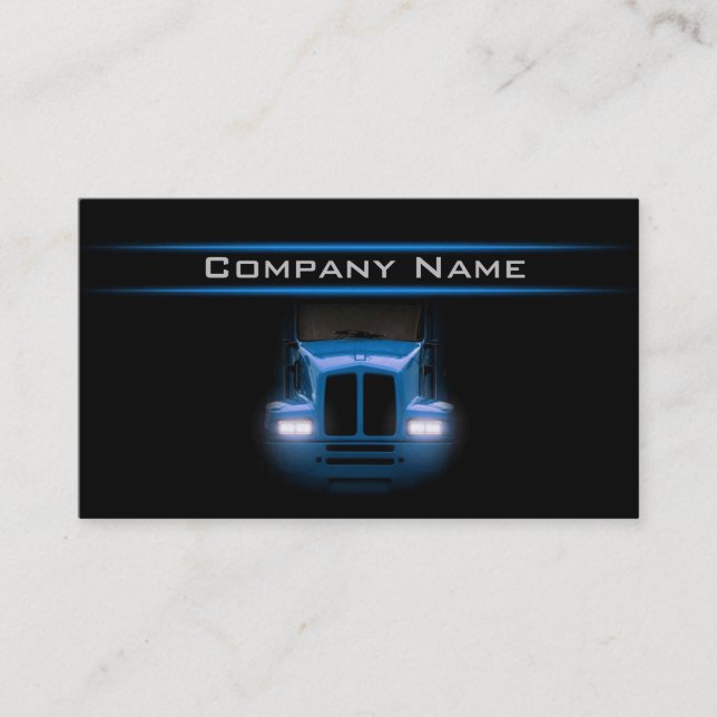 Schwarzes Design Blauer LKW Vorderhelllayout Visitenkarte (Vorderseite)