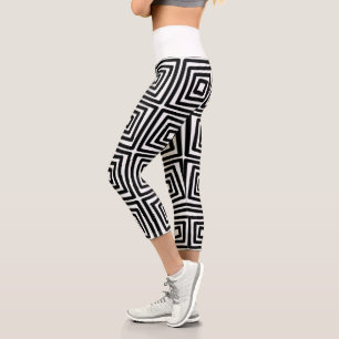 Schwarzes Design Capri Leggings