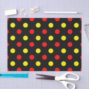 Schwarzes Design mit roten und gelben Tupfen Seidenpapier