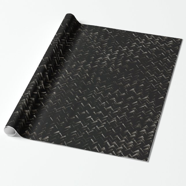 Schwarzes, diagonales Korbmuster Geschenkpapier (Ungerollt)
