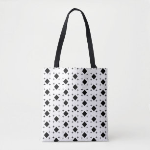 Schwarzes Diamant-Geometrisches Muster & Sterne au Tasche