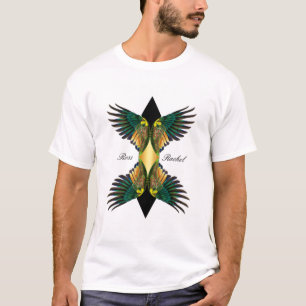 Schwarzes Doppel-Flügel-Diamant-Design T-Shirt