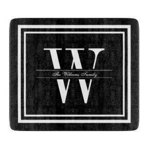 Schwarzes doppeltes Grenzmonogramm Schneidebrett