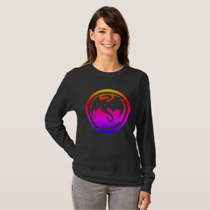 Schwarzes Drachen-Neon-Frauen-Shirt mit schwarzem T-Shirt