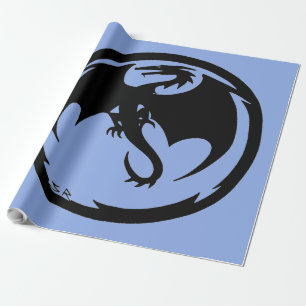Schwarzes Drachenblau glänzende Packpapier groß