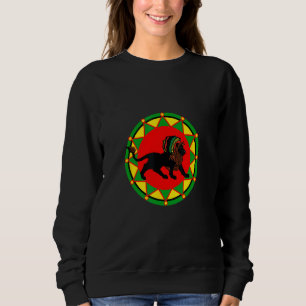 Schwarzes Dreadlock-Rasta-Reggae-Löwen-Design Sweatshirt