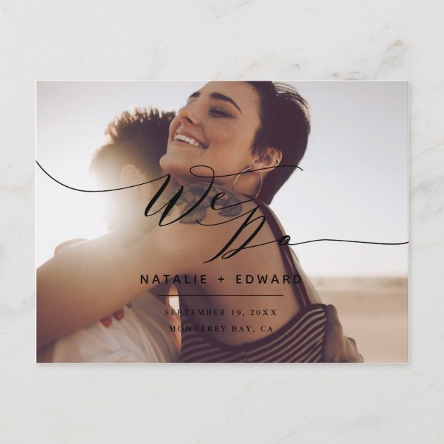 Schwarzes Drehbuch machen wir elegantes Hochzeitsf Postkarte (Vorderseite)