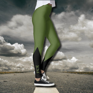 Schwarzes Dreieck Ursprünglich Olive Green Leg Leggings