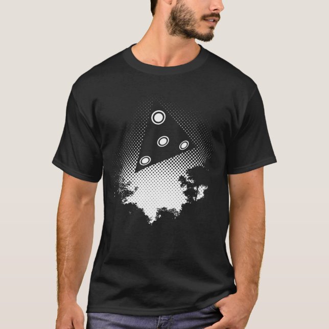 schwarzes Dreiecks-UFO T-Shirt (Vorderseite)