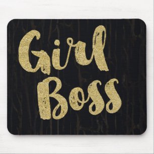 Schwarzes dunkles rissiges Holz Mädchen Chef-Imita Mousepad
