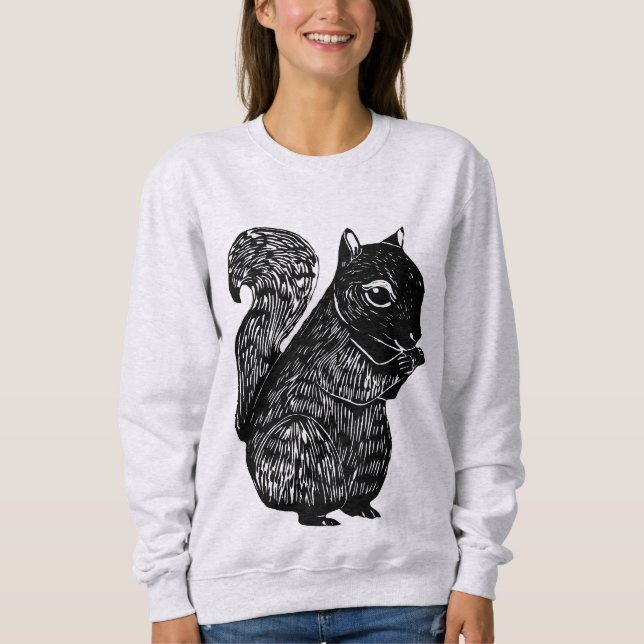 Schwarzes Eichhörnchen Frauenkraut Sweatshirt (Vorderseite)