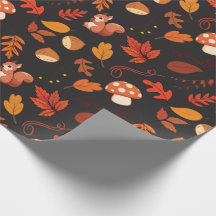 Schwarzes Eichhörnchen und Blätter Nahtloses Wrapp