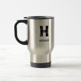 SCHWARZES EIN-BUCHSTABEN-MONOGRAMM-NAME EDELSTAHL REISEBECHER
