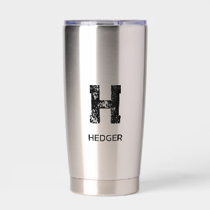 SCHWARZES EIN-BUCHSTABEN-MONOGRAMM NAME EDELSTAHL THERMOBECHER