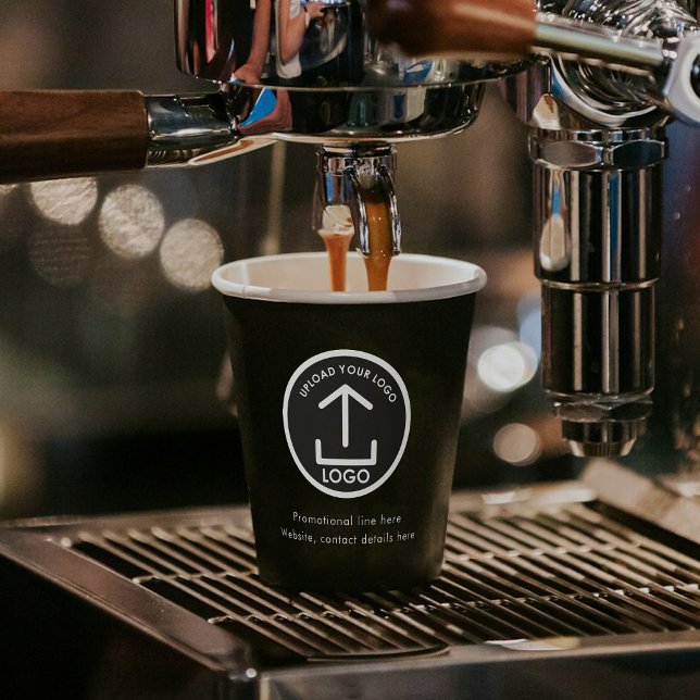 Schwarzes, einfaches Berufliches Firmenlogo und Te Pappbecher (Black Simple Professional Business Logo & Text Paper Cups)
