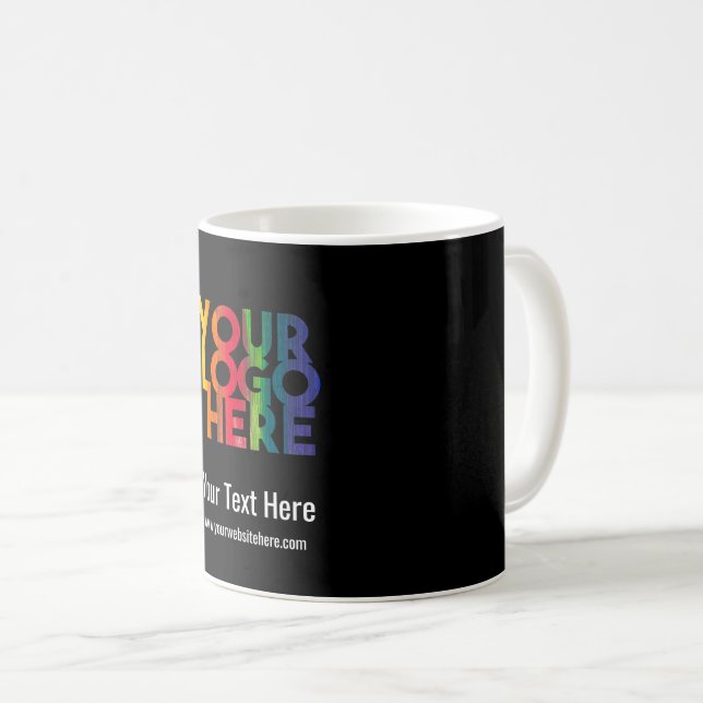 Schwarzes einfaches Firmenlogo Kaffeetasse (VorderseiteRechts)