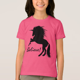 Schwarzes Einhorn aufziehen "Glauben" T-Shirt