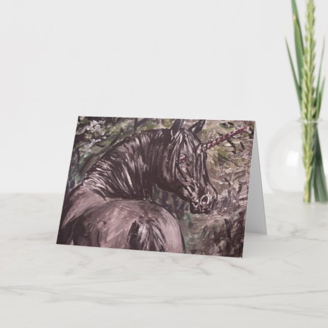 schwarzes Einhorn Karte (Vorderseite)