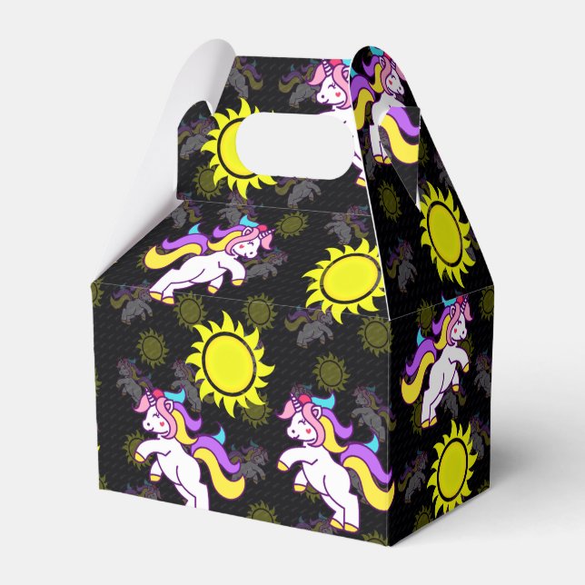 Schwarzes Einhorn Muster Geschenkschachtel (Vorderseite)