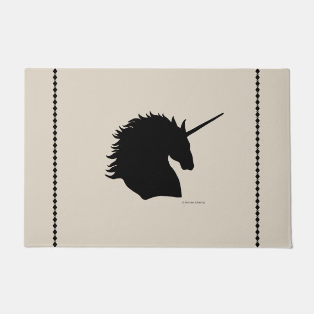 "Schwarzes Einhorn Sigil" Sand-Tür-Matte Fußmatte (Vorderseite)