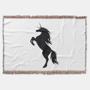 Schwarzes Einhorn-Silhouette-Keule Decke