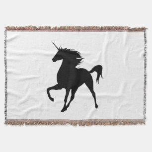 Schwarzes Einhorn-Silhouette-Keule Decke