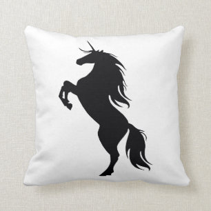 Schwarzes Einhorn-Silhouette-Kissen Kissen