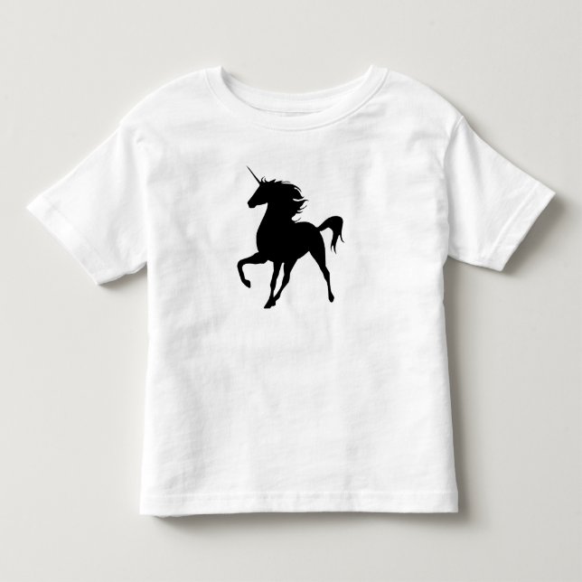 Schwarzes Einhorn-Silhouette-Shirt Kleinkind T-shirt (Vorderseite)