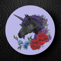 Schwarzes Einhorn und Blume