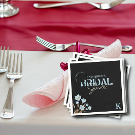 Schwarzes Elegantes blaues Wasser Brautparty Serviette