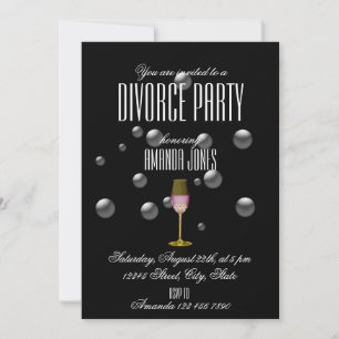 Schwarzes elegantes Champagner-Trennungsparty Einladung