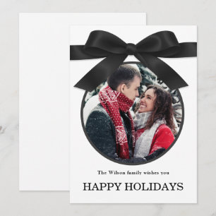 Schwarzes elegantes Frohe Weihnachten Grußfoto  Einladung