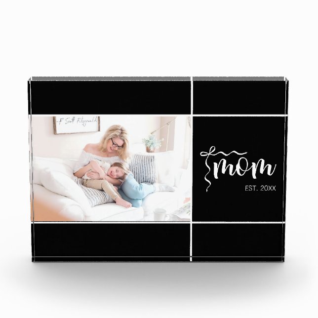 Schwarzes elegantes Geschenk für Mütter mit Foto (Vorderseite)