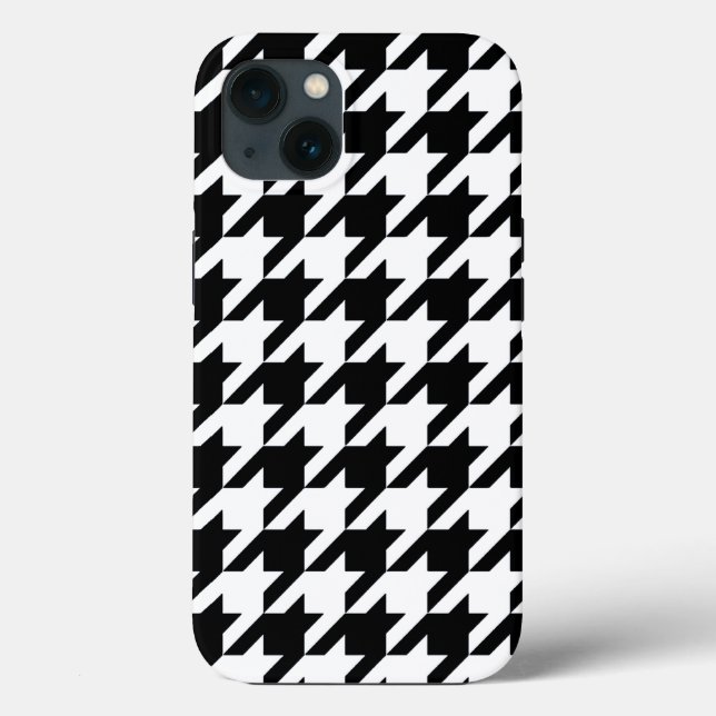 Schwarzes elegantes Hahnentrittmuster Case-Mate iPhone Hülle (Rückseite)