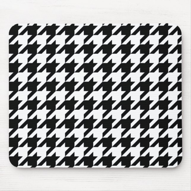 Schwarzes elegantes Hahnentrittmuster Mousepad (Vorne)