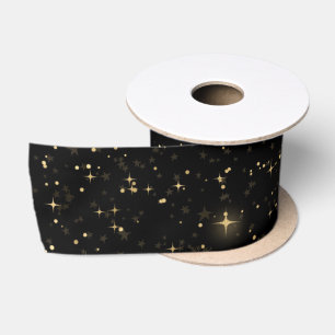 Schwarzes Elegantes Himmelssterniges Goldene Stern Satinband
