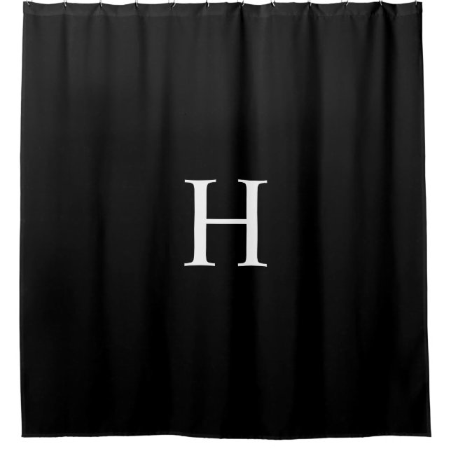 Schwarzes Elegantes Klassisches Monogramm Duschvorhang (Vorderseite)