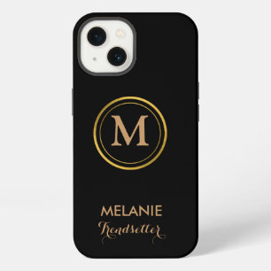 Schwarzes Elegantes Luxus-Klassik-Monogramm iPhone Hülle