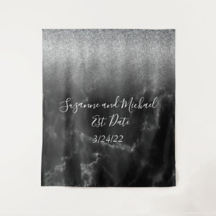 Schwarzes, elegantes Marmorband Wandteppich