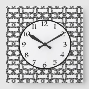 Schwarzes elegantes, modernes geometrisches weiße quadratische wanduhr